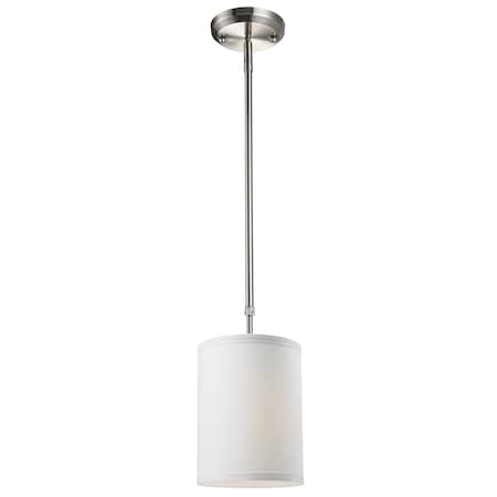 Z-Lite Albion 1 Light Mini Pendant, Brushed Nickel & White Linen 171-6W